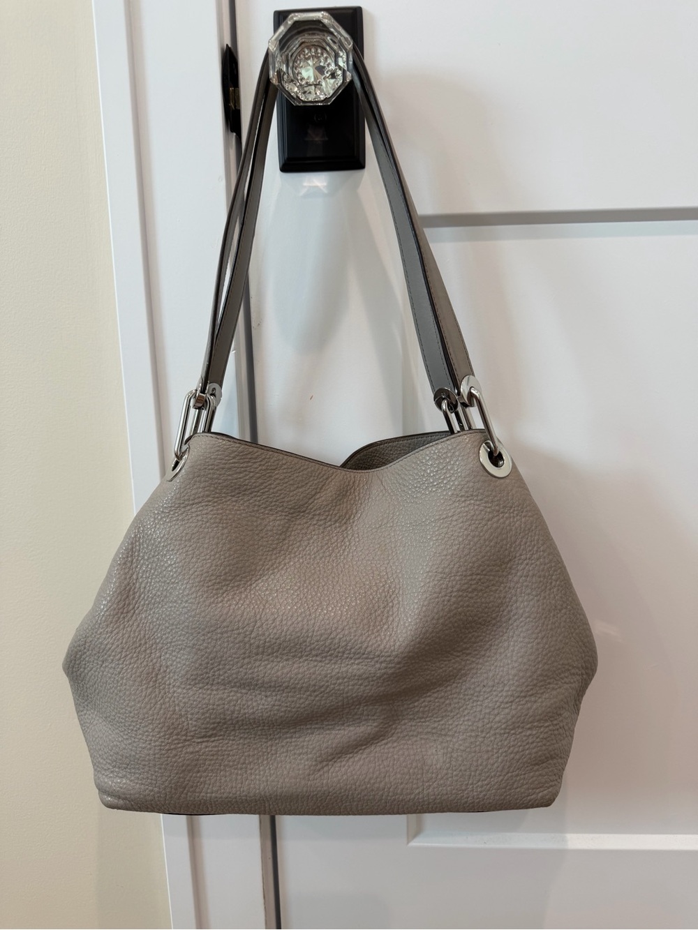 Michael Kors Taupe Pebbled Leather Shoulder Tote - Picture 3 of 9